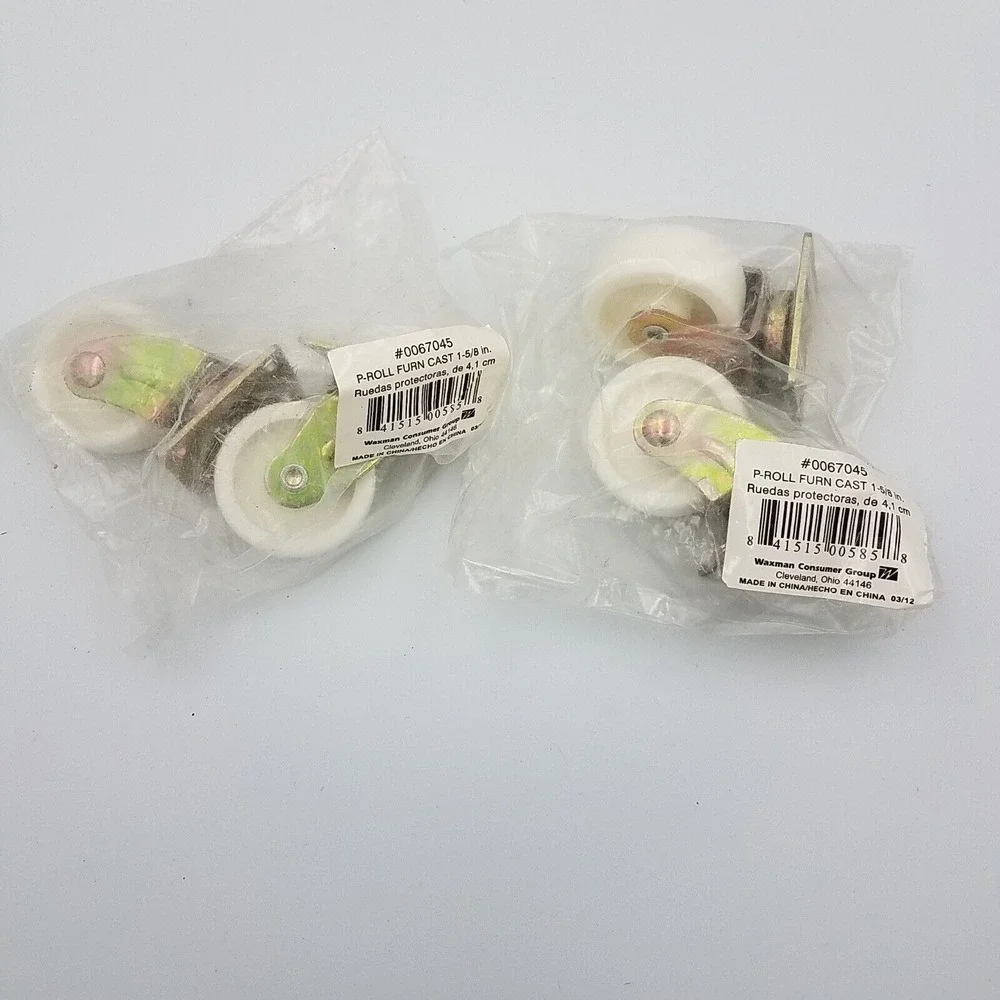 Waxman 2-Pack Swivel Roller Furniture Caster 1-5/8 Plate- White Wheel Lot 2 pack